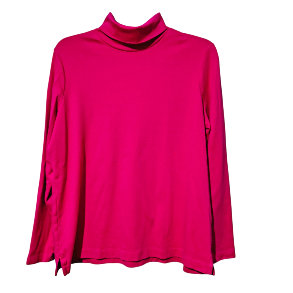 Lands' End XL Women's Bright Pink Shaped Fit Cotton Soft Long Sleeve Layering